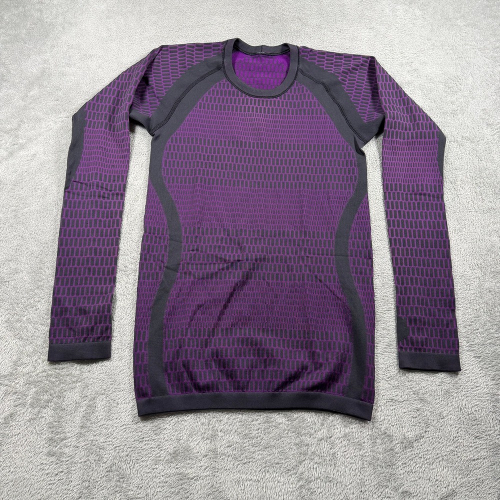 Lululemon About That Base Top Women 6 Purple Long Sleeve Running Thumb Holes